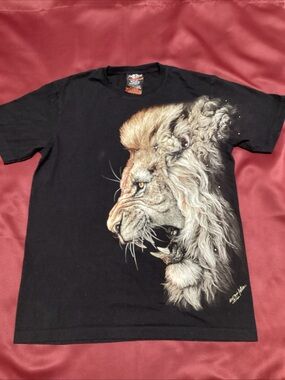 Rock Chang,Men's Black Lion Profile Graphic Tee